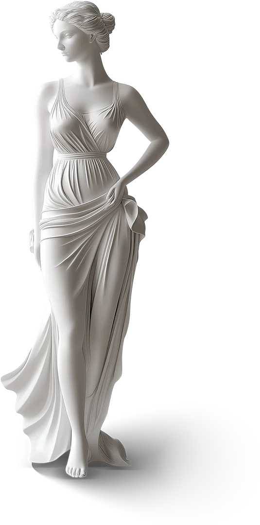 Female statue with treatment areas marked